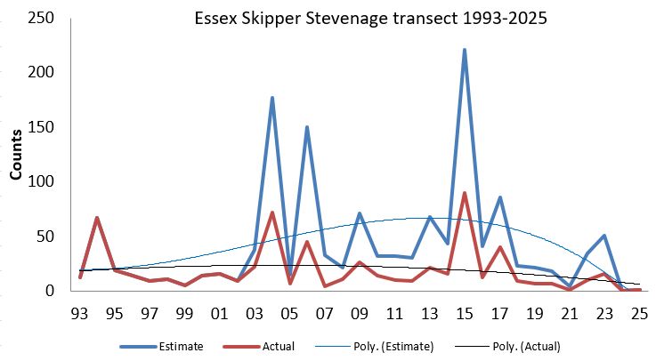 Essex Skipper Stevenage transect abundance chart