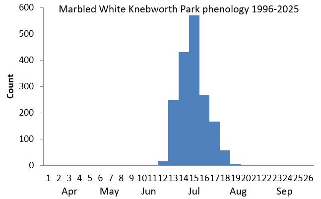 Marbled White Knebworth Park phenology chart Marbled White Knebworth Park phenology chart